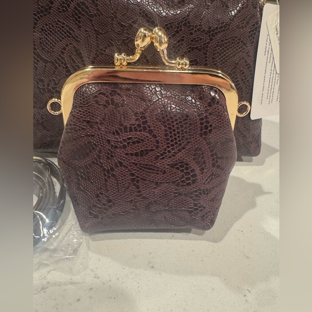 Laurie’s Collection Leather Women's Clutch Set in Brown - Picture 5 of 9